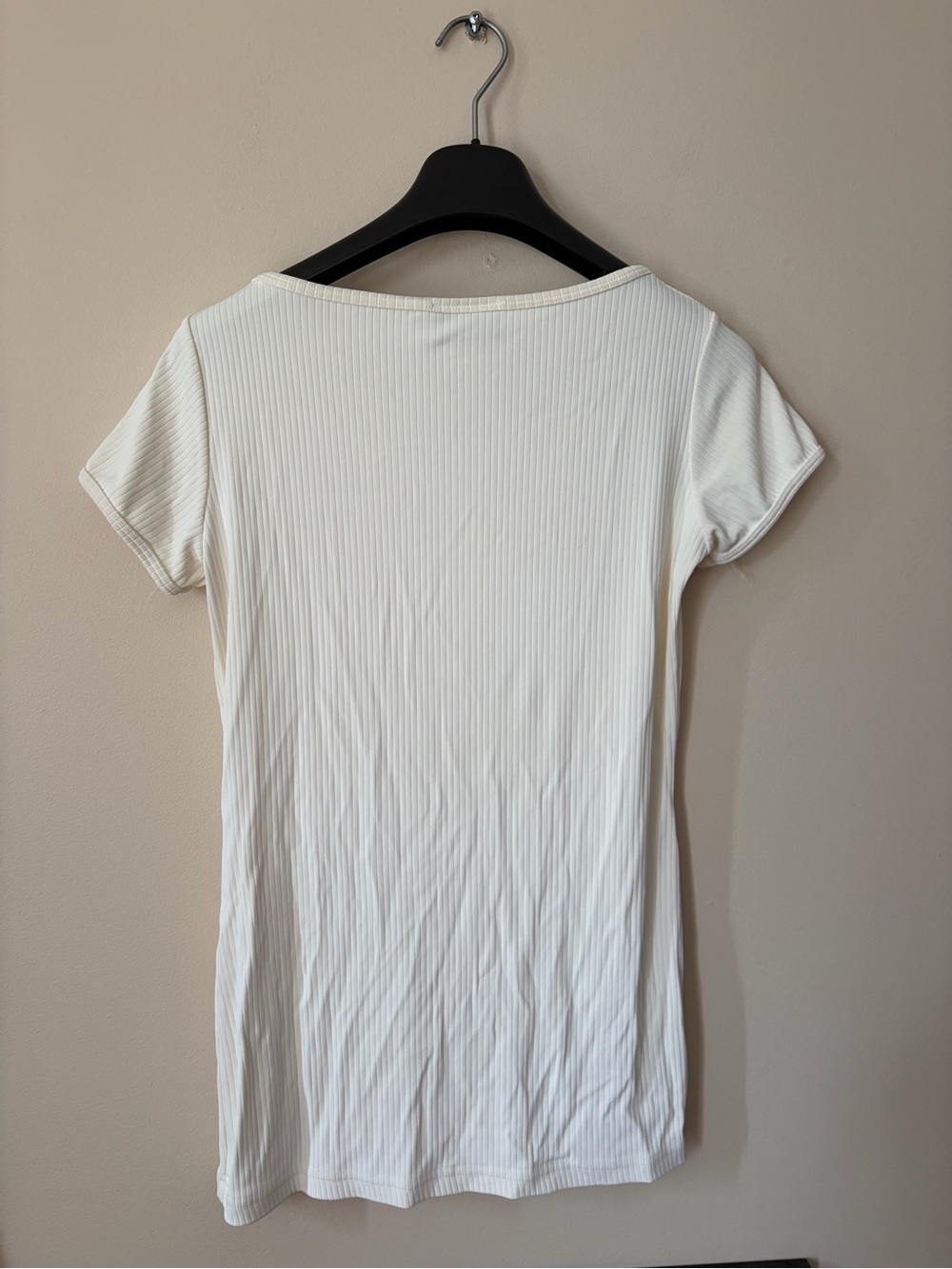 Sud express- Rue21 Cream Ribbed Button-Front Short Sleeve Top - Picture 3 of 3